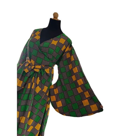 LADDI NWT INDIAN BATIK BLOCK PRINT DRESS AFRICAN STYLE ONE SIZE - Picture 3 of 12